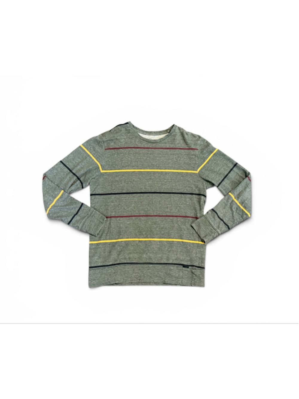 On The Byas Men’s Medium Green Striped Crewneck Sweater Pullover Casual - Picture 2 of 7